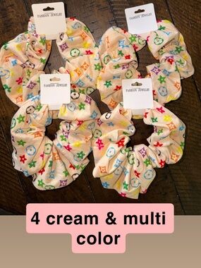 Fashion Scrunchies with multicolored monogram